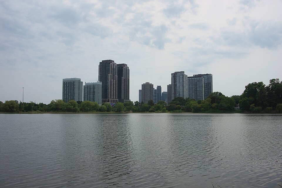 Condos on The Queensway from across Grenadier Pond, Toronto 2026 (02)