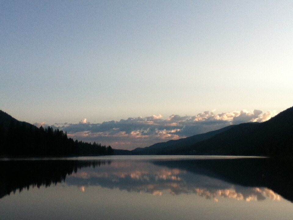 Moyie Lake at twilight in the summertime